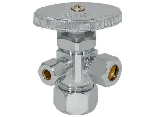 SpeedFlex™ Multi-Turn Dual Outlet Stop Valve (Rough Brass)