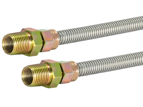 3/8 in. OD Stainless Steel Gas Connector - MIP x MIP - SKU: 10SS505024