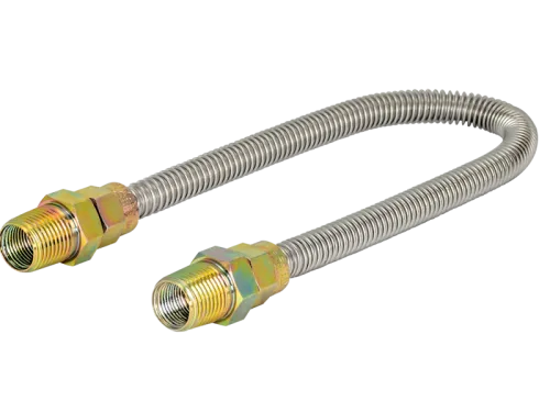 3/8 in. OD Stainless Steel Gas Connector - MIP x MIP - SKU: 10SS505036