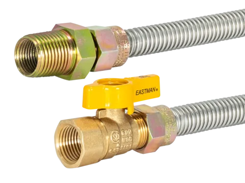 1/2 in. OD Stainless Steel Gas Connector with Ball Valve - SKU: 20SS506124