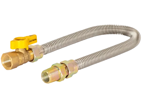 1/2 in. OD Stainless Steel Gas Connector with Ball Valve - SKU: 20SS506124