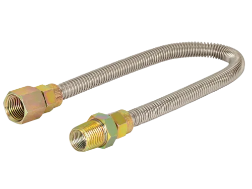 1/2 in. OD Stainless Steel Gas Connector - FIP x MIP - SKU: 20SS515012