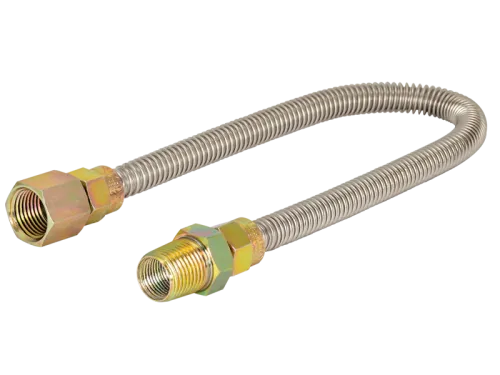 1/2 in. OD Stainless Steel Gas Connector - FIP x MIP - SKU: 20SS515048