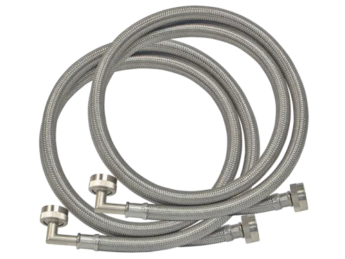 Braided Stainless Steel Washing Machine Connector with Elbow (2-Pack)