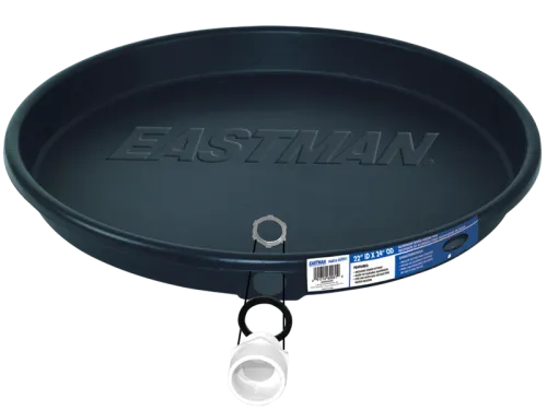 Black Plastic Water Heater Pan with PVC Fittings - SKU: 60091
