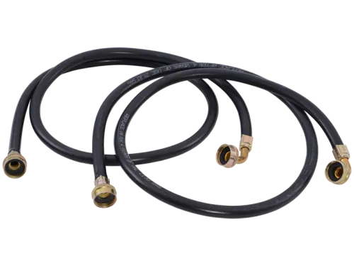 Black Rubber Washing Machine Hoses With Elbows - 1 Pair