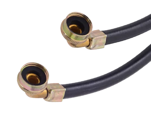 Black Rubber Washing Machine Hoses With Elbows - 1 Pair