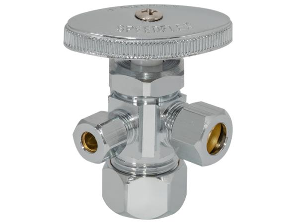 SpeedFlex™ Multi-Turn Dual Outlet Stop Valve (Rough Brass)