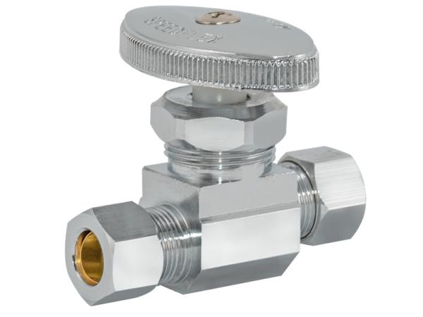 SpeedFlex™ Multi-Turn Compression Straight Stop Valve (Rough Brass) - SKU: 04354LF