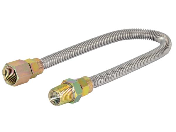 3/8 in. OD Stainless Steel Gas Connector - FIP x MIP - SKU: 10SS515024