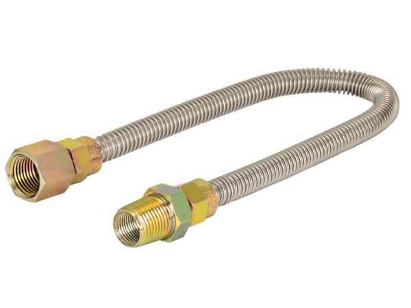 1/2 in. OD Stainless Steel Gas Connector - FIP x MIP - SKU: 20SS515012