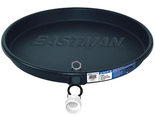 Black Plastic Water Heater Pan with PVC Fittings - SKU: 60091