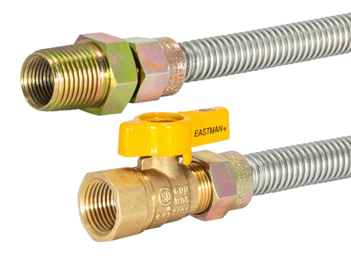 1/2 in. OD Stainless Steel Gas Connector with Ball Valve - SKU: 20SS506124