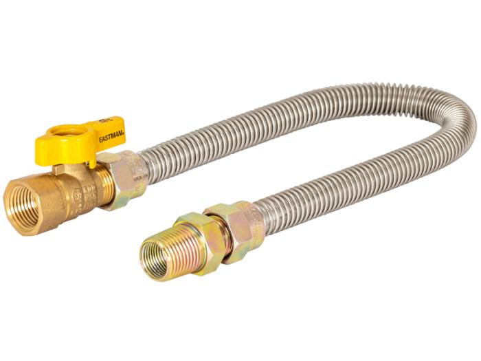 1/2 in. OD Stainless Steel Gas Connector with Ball Valve - SKU: 20SS506124