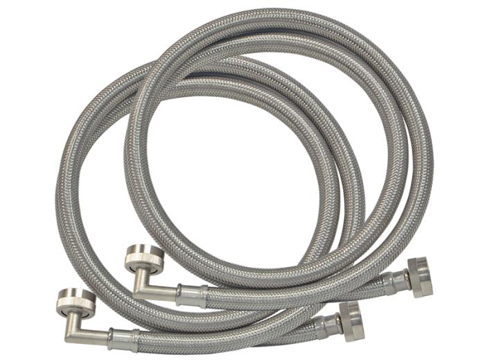 Braided Stainless Steel Washing Machine Connector with Elbow (2-Pack)