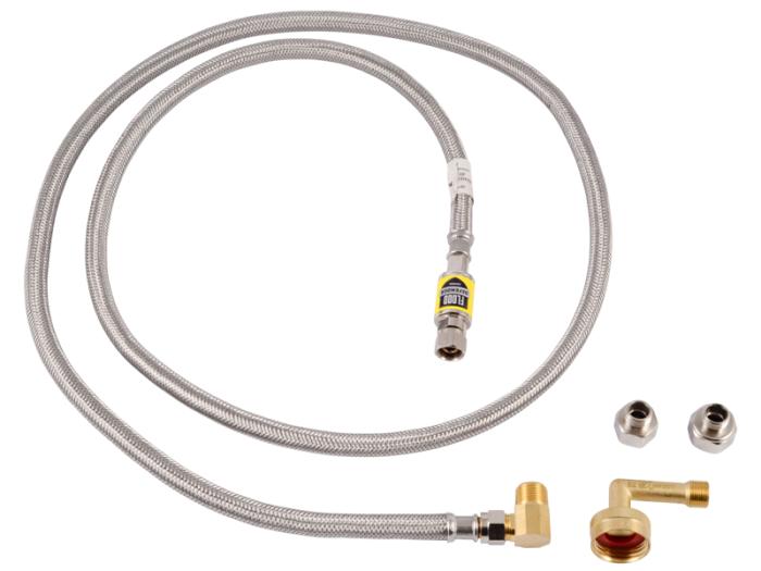 EASTMAN 8ft Stainless Steel Dishwasher Connector Kit - 3/8in Compression To 3/4in Hose Thread